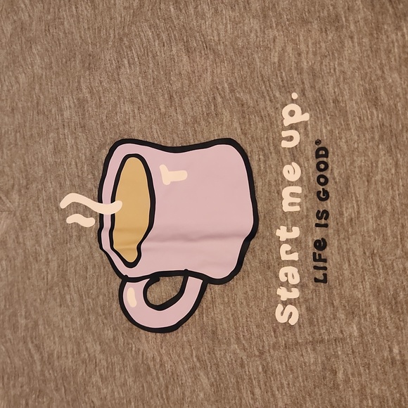 Life is Good Start Me Up with Coffee Pajama Shirt - Picture 3 of 7